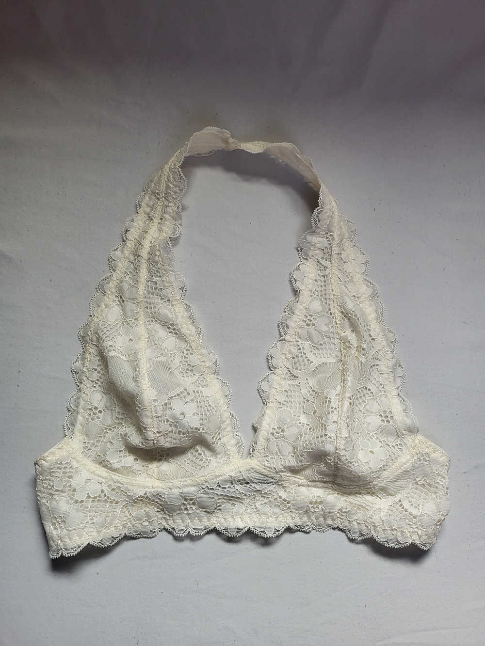 Free People Ivory Lace Halter Bralette